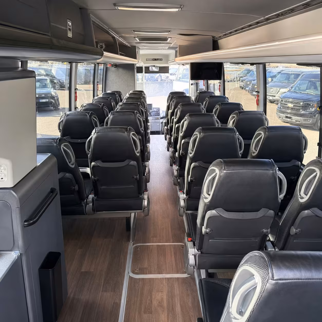 56 passenger charter bus inside